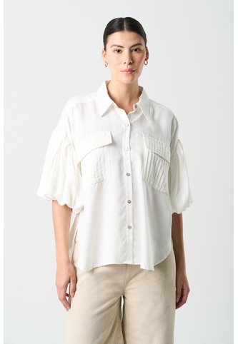 Camisa Galera Para Mujer Manga Abombada Camisa Galera Para Mujer Manga Abombada Blanco L VÉLEZ Vélez