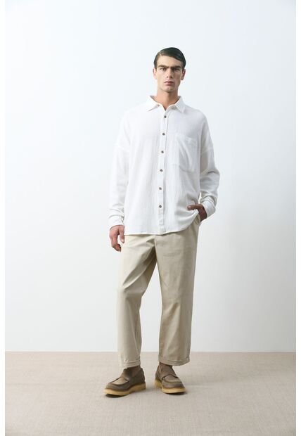 Camisa Kiwa Manga Larga Para Hombre Oversized Camisa Kiwa Manga Larga Para Hombre Oversized Blanco XXL VÉLEZ