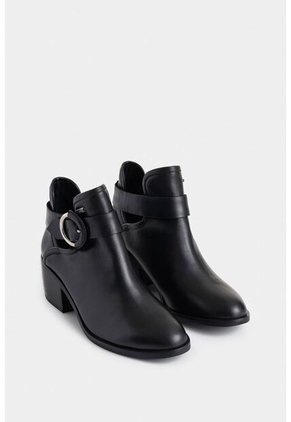 Botines Tacón Campina De Cuero Hebilla Negro Botines Tacón De Cuero Hebilla Negro 34 VÉLEZ
