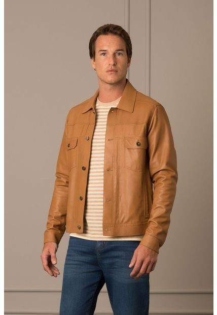 Chaqueta Trucker Paraná De Cuero Para Hombre Corte Clásico Chaqueta Trucker Paraná De Cuero Para Hombre Corte Clásico Miel S Vélez