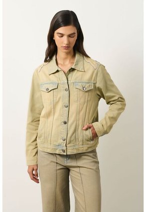 Chaqueta Circe Trucker En Black Denim Aplique Bordado Chaqueta Circe Trucker En Black Denim Aplique Bordado Arena S VÉLEZ