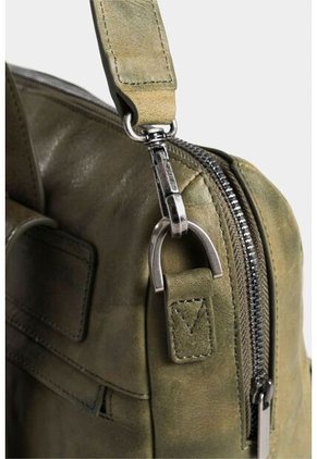 Morral Saba De Cuero Para Mujer Bolsillo Frontal Grabado Morral Saba De Cuero Para Mujer Bolsillo Frontal Grabado Verde VÉLEZ