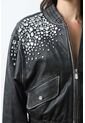 Chaqueta Bomber De Cuero Para Mujer Luzia Chaqueta Bomber De Cuero Para Mujer Luzia Negro XL VÉLEZ de Vélez