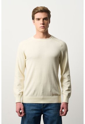 Sweater Tejido En Algodón Para Hombre Manga Ranglan Sweater Tejido En Algodón Para Hombre Manga Ranglan Crema XXL VÉLEZ