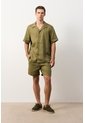 Camisa Manga Corta En Lino Para Hombre Málaga Camisa Manga Corta En Lino Para Hombre Málaga Verde Oliva XS VÉLEZ de Vélez