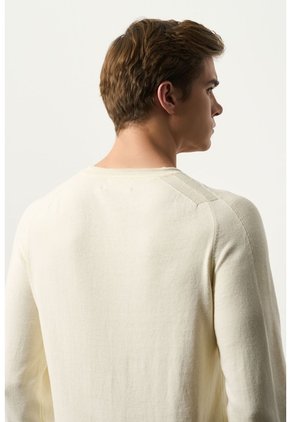 Sweater Tejido En Algodón Para Hombre Manga Ranglan Sweater Tejido En Algodón Para Hombre Manga Ranglan Crema XXL VÉLEZ