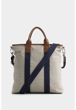 Shopping Canvas En Fibra De Lino Para Hombre Detalles Cuero Shopping Canvas En Fibra De Lino Para Hombre Detalles Cuero Arena Vélez