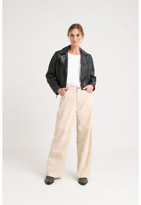 Chaqueta Claire Tejida De Cuero Para Mujer Silueta Biker Chaqueta Claire Tejida De Cuero Para Mujer Silueta Biker Negro S VÉLEZ