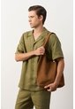 Camisa Manga Corta En Lino Para Hombre Málaga Camisa Manga Corta En Lino Para Hombre Málaga Verde Oliva XS VÉLEZ de Vélez