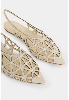 Baleta Hybris De Cuero Para Mujer Cortes Baleta Hybris De Cuero Para Mujer Cortes Beige 38 VÉLEZ