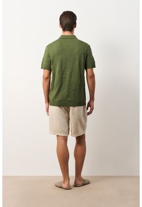 Camisa Manga Corta Tejida Para Hombre Ikal Camisa Manga Corta Tejida Para Hombre Ikal Verde Oliva L VÉLEZ
