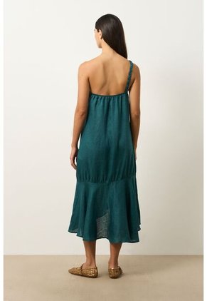 Vestido Midi Aurora En Lino Para Mujer Cargadera Trenzada Vestido Midi Aurora En Lino Para Mujer Cargadera Trenzada Azul Aguamarina 12 VÉLEZ