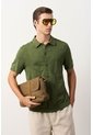 Camisa Manga Corta Tejida Para Hombre Ikal Camisa Manga Corta Tejida Para Hombre Ikal Verde Oliva L VÉLEZ de Vélez