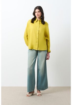 Camisa Peonia Para Mujer Manga Murciélago Camisa Peonia Para Mujer Manga Murciélago Amarillo Limon XL VÉLEZ