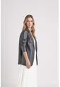 Blazer Astromelia En Cuero Ovino Para Mujer Silueta Recta Blazer Astromelia En Cuero Ovino Para Mujer Silueta Recta Negro L VÉLEZ de Vélez