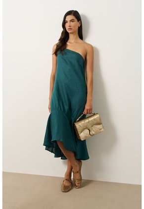 Vestido Midi Aurora En Lino Para Mujer Cargadera Trenzada Vestido Midi Aurora En Lino Para Mujer Cargadera Trenzada Azul Aguamarina 12 VÉLEZ