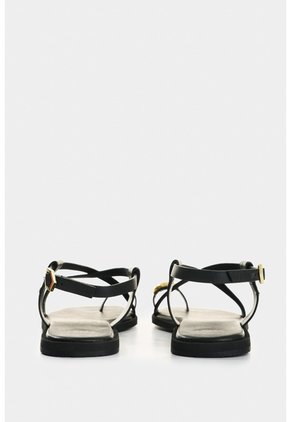 Sandalia Plana De Cuero Para Mujer Kira Sandalia Plana De Cuero Para Mujer Kira Negro 37 VÉLEZ