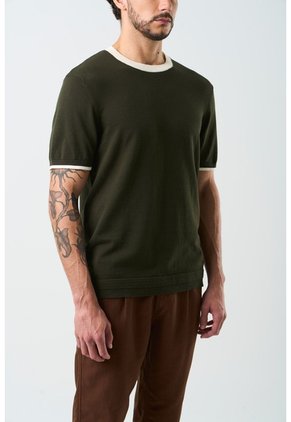 Camiseta Tejida Manga Corta Para Hombre Luminia Camiseta Tejida Manga Corta Para Hombre Luminia Verde Oliva L VÉLEZ