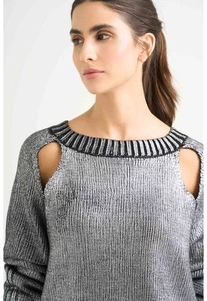 Sweater Star En Tejido Rectilíneo Para Mujer Efecto Metalizado Sweater Star En Tejido Rectilíneo Para Mujer Efecto Metalizado Negro S VÉLEZ