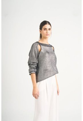 Sweater Star En Tejido Rectilíneo Para Mujer Efecto Metalizado Sweater Star En Tejido Rectilíneo Para Mujer Efecto Metalizado Negro S VÉLEZ