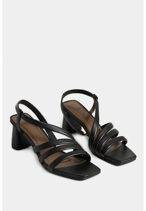 Sandalia Tacón Gobi De Cuero Liso Para Mujer Straps Sandalia Tacón Gobi De Cuero Liso Para Mujer Straps Negro 36 VÉLEZ