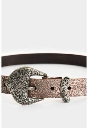Cinturón Unifaz De Cuero Grabado Para Mujer Nácar Cinturón Unifaz De Cuero Grabado Para Mujer Nácar Plata L VÉLEZ