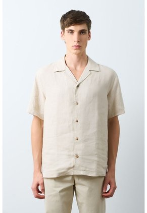 Camisa Manga Corta En Lino Para Hombre Málaga Camisa Manga Corta En Lino Para Hombre Málaga Arena M VÉLEZ