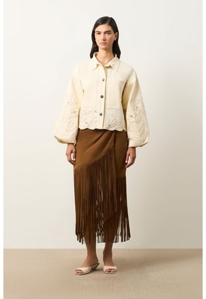 Chaqueta En Dril Para Mujer Runas Chaqueta En Dril Para Mujer Runas Crema M VÉLEZ