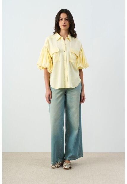 Camisa Galera Para Mujer Manga Abombada Camisa Galera Para Mujer Manga Abombada Amarillo S VÉLEZ