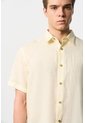 Camisa En Lino Manga Corta Siena Para Hombre Camisa En Lino Manga Corta Siena Para Hombre Amarillo XS VÉLEZ de Vélez