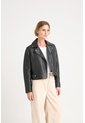 Chaqueta Claire Tejida De Cuero Para Mujer Silueta Biker Chaqueta Claire Tejida De Cuero Para Mujer Silueta Biker Negro XXL VÉLEZ de Vélez