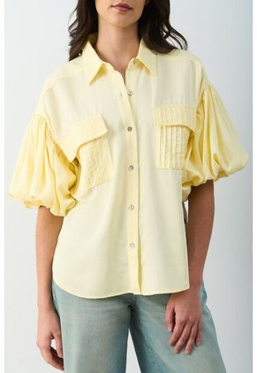 Camisa Galera Para Mujer Manga Abombada Camisa Galera Para Mujer Manga Abombada Amarillo S VÉLEZ