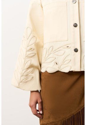 Chaqueta En Dril Para Mujer Runas Chaqueta En Dril Para Mujer Runas Crema M VÉLEZ
