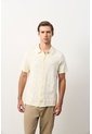 Camisa Manga Corta Tejida Para Hombre Ikal Camisa Manga Corta Tejida Para Hombre Ikal Crema XXL VÉLEZ de Vélez
