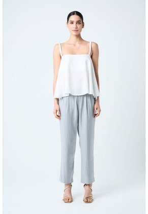 Camisa Canes Fit Holgado Para Mujer Detalle Trenzado Camisa Canes Fit Holgado Para Mujer Detalle Trenzado Crema L VÉLEZ