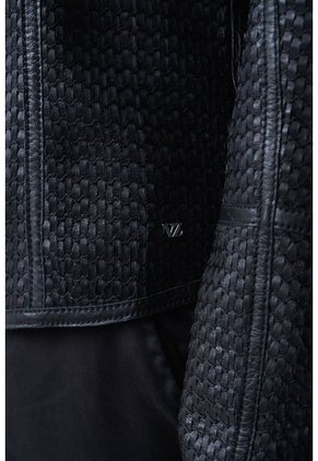 Chaqueta De Cuero Tejido Para Mujer Woven Chaqueta De Cuero Tejido Para Mujer Woven Negro M VÉLEZ