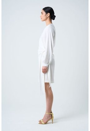 Camisa Iris Silueta Wrap Para Mujer Amarre En Costado Camisa Iris Silueta Wrap Para Mujer Amarre En Costado Crema L VÉLEZ