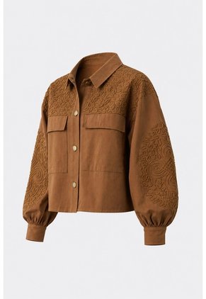 Chaqueta Aguamarina De Tela Para Mujer Bordados En Gamuza Chaqueta Aguamarina De Tela Para Mujer Bordados En Gamuza Miel L VÉLEZ