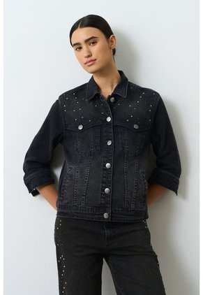 Chaqueta En Denim Para Mujer Western Chaqueta En Denim Para Mujer Western Negro XL VÉLEZ
