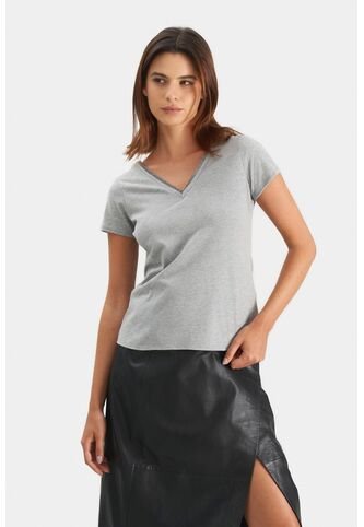 Camiseta Básica Para Mujer Millaré Metálico Decorativo Camiseta Básica Para Mujer Millaré Metálico Decorativo Gris M VÉLEZ Vélez