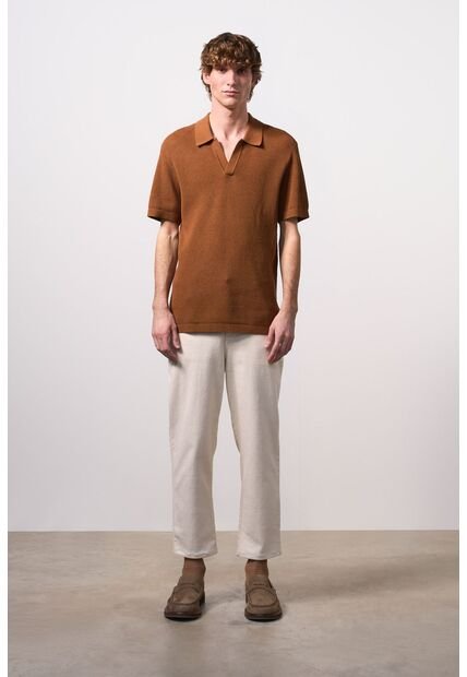 Polo Manga Corta Tejida Para Hombre Dunas Polo Manga Corta Tejida Para Hombre Dunas Miel XL VÉLEZ