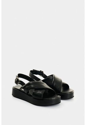 Sandalia Plataforma De Cuero Para Mujer Caltha Sandalia Plataforma De Cuero Para Mujer Caltha Negro 36 VÉLEZ