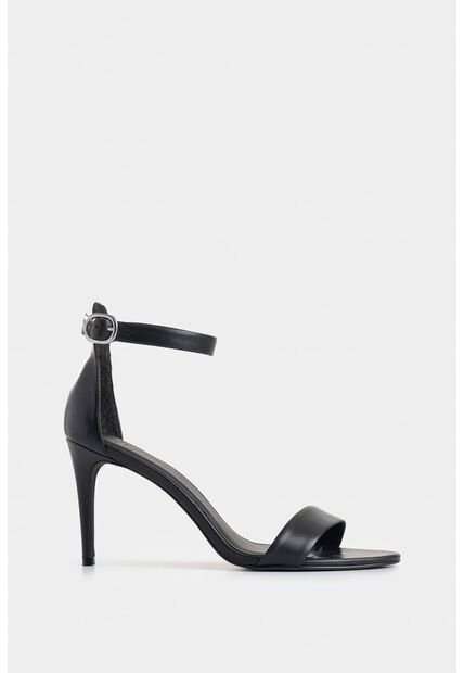 Sandalia Tacón Clavel De Cuero Para Mujer Amarre Al Tobillo Sandalia Tacón Clavel De Cuero Para Mujer Amarre Al Tobillo Negro 38 VÉLEZ