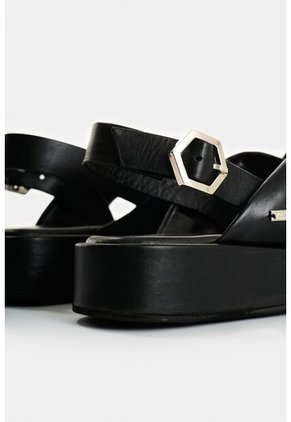 Sandalia Plataforma De Cuero Para Mujer Caltha Sandalia Plataforma De Cuero Para Mujer Caltha Negro 36 VÉLEZ