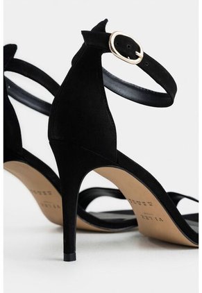 Sandalia Tacón Clavel De Cuero Para Mujer Ajuste Al Tobillo Sandalia Tacón Clavel De Cuero Para Mujer Ajuste Al Tobillo Negro 39 VÉLEZ