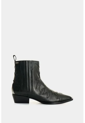 Botines Texanos De Cuero Para Mujer Nara Botines Texanos De Cuero Para Mujer Nara Negro 39 VÉLEZ Vélez