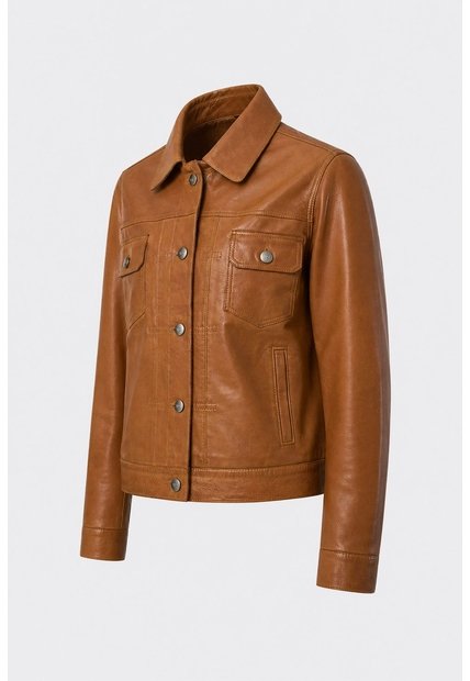 Chaqueta Kalahari De Cuero Para Mujer Silueta Trucker Chaqueta Kalahari De Cuero Para Mujer Silueta Trucker Miel XXL VÉLEZ