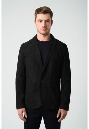 Blazer Niger De Gamuza Para Hombre Fit Semi Ajustado Blazer Niger De Gamuza Para Hombre Fit Semi Ajustado Negro S VÉLEZ