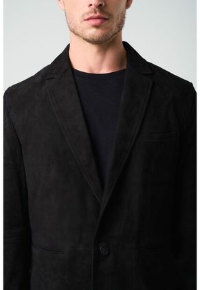 Blazer Niger De Gamuza Para Hombre Fit Semi Ajustado Blazer Niger De Gamuza Para Hombre Fit Semi Ajustado Negro S VÉLEZ