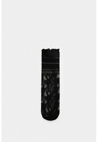 Calcetín Largo En Encaje Para Mujer Icaro Calcetín Largo En Encaje Para Mujer Icaro Negro XS VÉLEZ Vélez